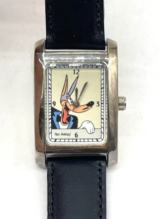 Montre Tex Avery The Wolf bracelet cuir noir