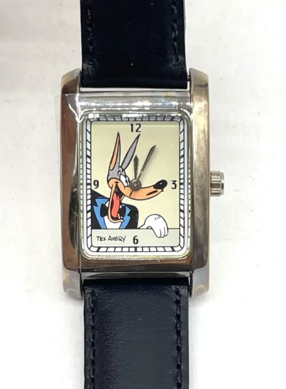 Montre Tex Avery The Wolf bracelet cuir noir