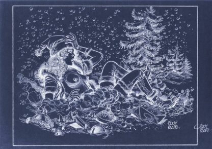 Luc Orient, Eddy Paape, Affiche offset signée,Laura dans la neige (fond bleu)