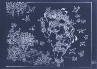 Luc Orient, Eddy Paape, Affiche offset signée, Laura, les oiseaux et le nid (Fond bleu)