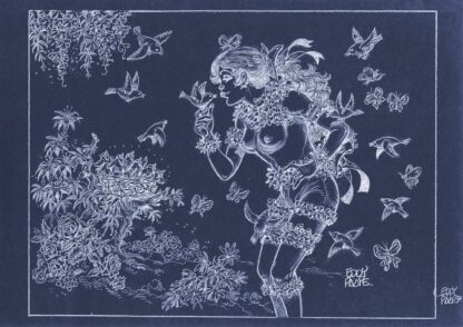 Luc Orient, Eddy Paape, Affiche offset signée, Laura, les oiseaux et le nid (Fond bleu)