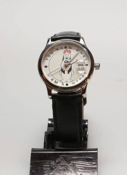 Montre bracelet en cuir noir, Droopy