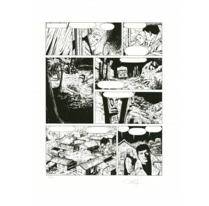 Vernes, Coria, Bob Morane, Fac similé en sérigraphie d'une planche "Le jade de séoul", Numérotée, Signée