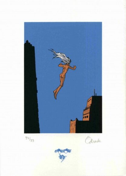 Odrade, Ishum, Ex-libris sérigraphié signé, Saut