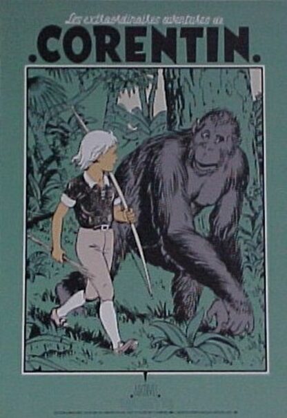 Cuvelier, Affiche sérigraphiée, Corentin et le gorille