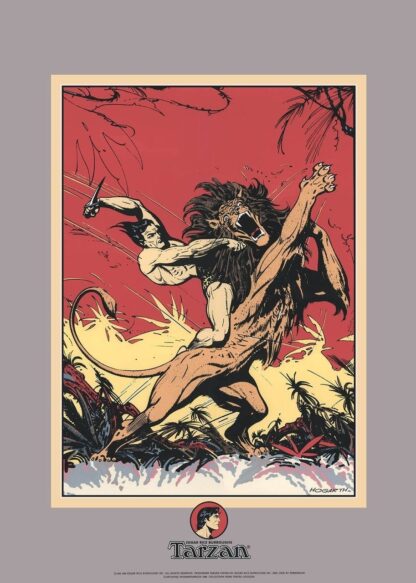 Edgar Rice Burroughs, Hogart, Sérigraphiée, Tarzan contre le lion