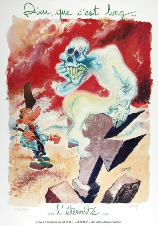 Hardy, Pierre Tombal, Affiche offset signée, Dieu que c'est long...