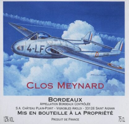 Buck Danny, Bergèse, Etiquette de vin, Avions double queue, Clos Meynard