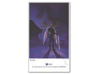 Reculé, Les Immortels, Ex-libris offset signé, Ange à l'épée