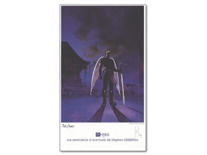 Reculé, Les Immortels, Ex-libris offset signé, Ange à l'épée