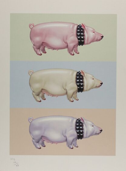 Beb Deum : Affiche offset signée : Cochons