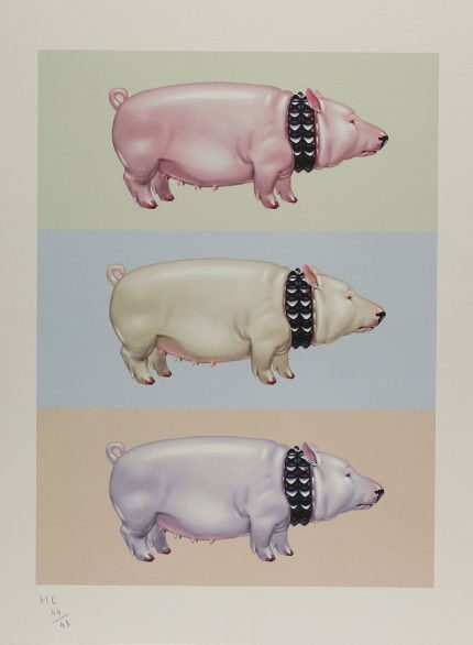 Beb Deum : Affiche offset signée : Cochons