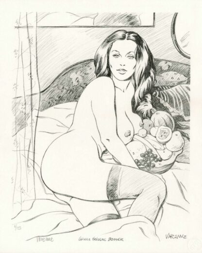 Varenne, Erma Jaguar, Lithographie signée, Femme au lit