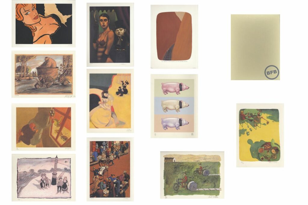Portfolio regroupant 11 affiches signées ( Beb Deum - Truong - Walter Minus - Usdin- Maja- Blondon - Fortier - Monet - Voutch - Roca - Benoit Jacques)