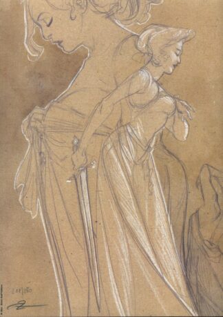 Alice, Dorison, Le 3ème Testament, Ex-libris offset signé, Crayonné de femme