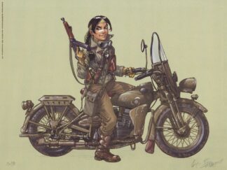 Buchet, Sillage, Affiche offset signée, sillage sur sa Harley-Davidson