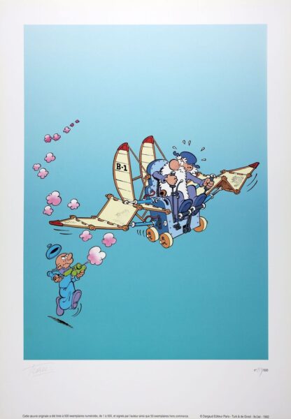 Léonard est un génie, De Groot, Turk, Affiche offset, La machine volante