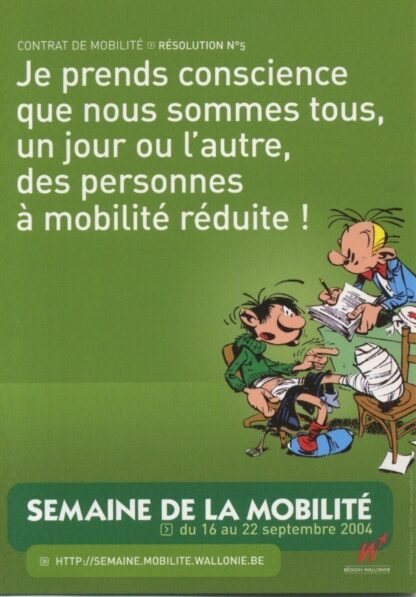 Gaston Lagaffe : Carte postale publicitaire : La semaine de la mobilité 2004