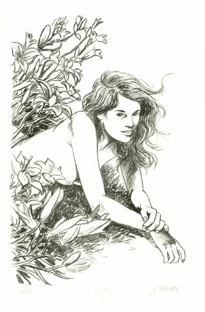 Servais, La Mémoire des Arbres, Lithographie signée, Femme charmeuse