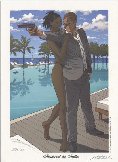 Le Tueur Ex-libris offset signé : A la piscine