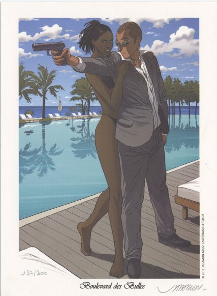 Le Tueur Ex-libris offset signé : A la piscine