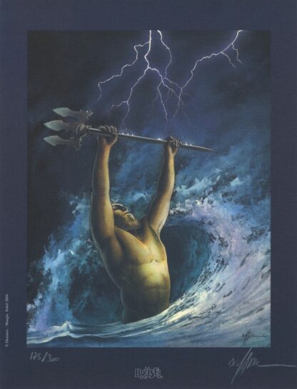 Demarez, Le dernier Troyen, Ex-libris offset signé, Poseidon