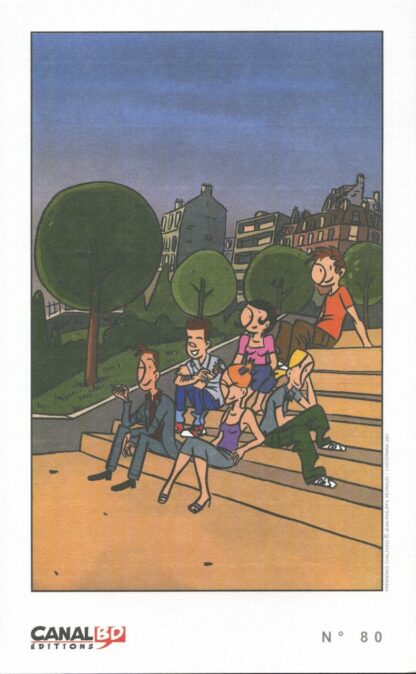 Peyraud, Premières chaleurs, Ex-Libris offset Canal Bd N°80, Assis sur les marches