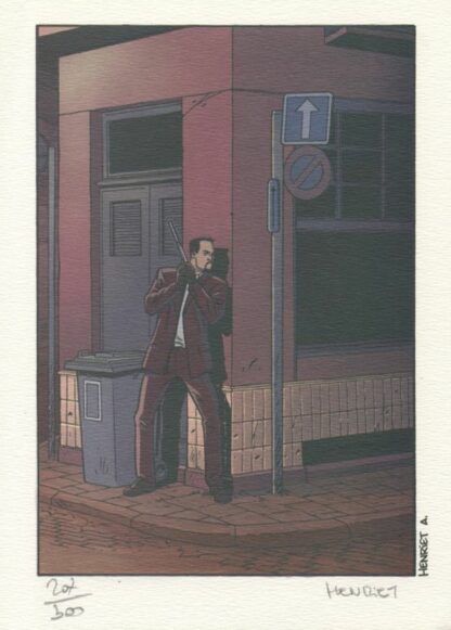 Henriet, John Doe, Ex-libris offset signé, Coin de rue