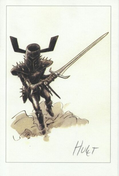 Hulet, Extra-Muros, Ex-libris offset signé, Chevalier noir