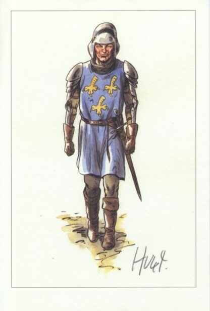 Hulet, Extra-Muros, Ex-libris offset signé, Homme d'armes
