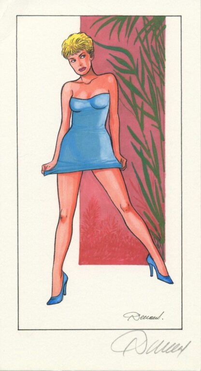 Renaud, Jessica Blandy, Ex-libris offset signé, Robe bleue