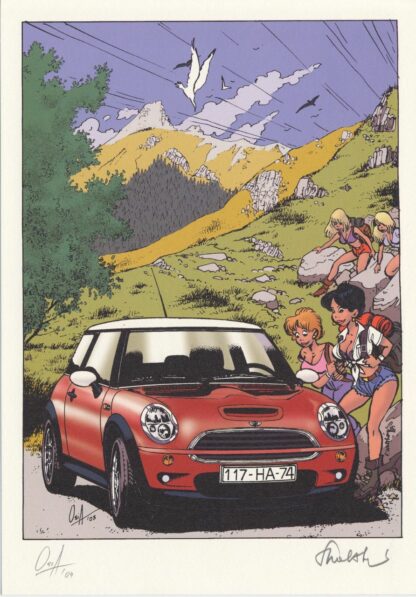 Walthery, Osi, Ex-libris offset signé, Filles et Mini Morris