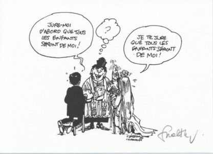 Walthery, Ex-libris offset signé, Le mariage