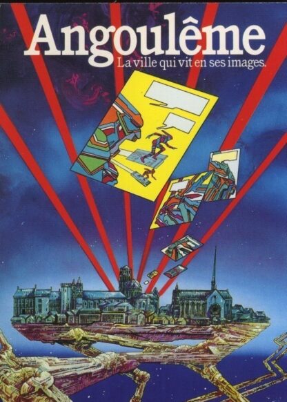 Druillet : Affiche ancienne originale, Angoulême 1985,  la ville qui vit en ses images
