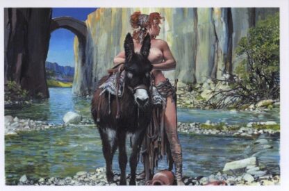 Faure, Carte Postale, Cavalière seins nus dans la rivière