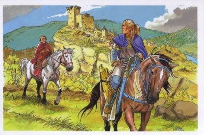Chevaliers s'éloignant du village
