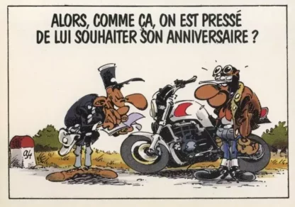 Carte postale Joe Bar Team anniversaire humour moto