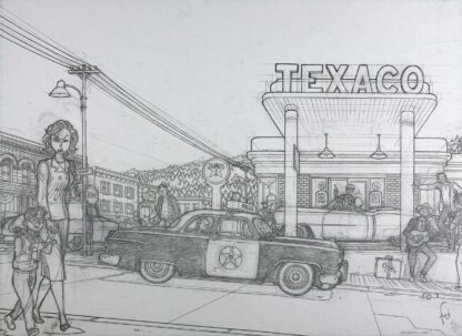 Chauvel, Simon, Le Poisson Clown, Affiche offset signée, Station Texaco (noir et blanc)