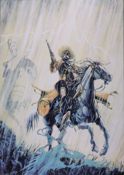 Tiburce, La piste des Ombres, Affiche offset signée, A cheval sous l'orage
