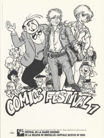 Walthéry, Ex-libris offset, Comic Festival, Hommage à la BD 1 (noir et blanc)