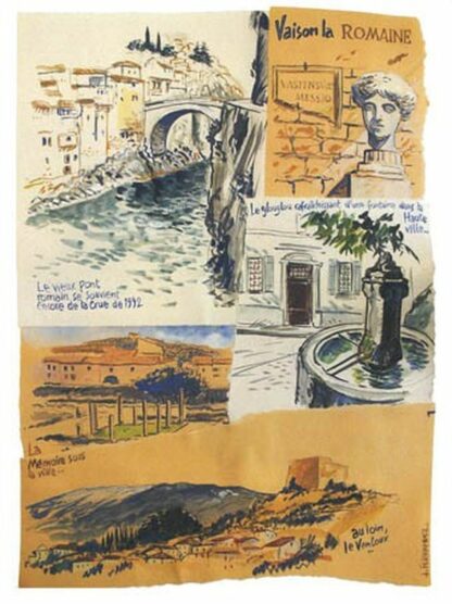 Ferrandez, Ex-libris offset signé, Vaison la Romaine