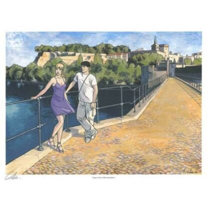 Kraehn, Vallée, Gil St-André, Ex-libris offset signé, Le pont d' Avignon