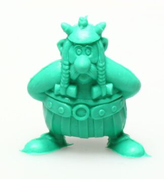 Uderzo, Astérix et obélix, Mini figurine en pvc, Obélix les mains dans le dos pour porter le menhir (vert foncé)