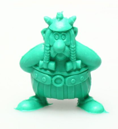 Uderzo, Astérix et obélix, Mini figurine en pvc, Obélix les mains dans le dos pour porter le menhir (vert foncé)