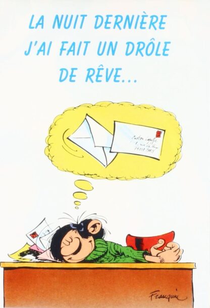 Gaston Lagaffe, Carte-Poster Anniversaire - La nuit dernière j'ai fait un drôle de rêve...