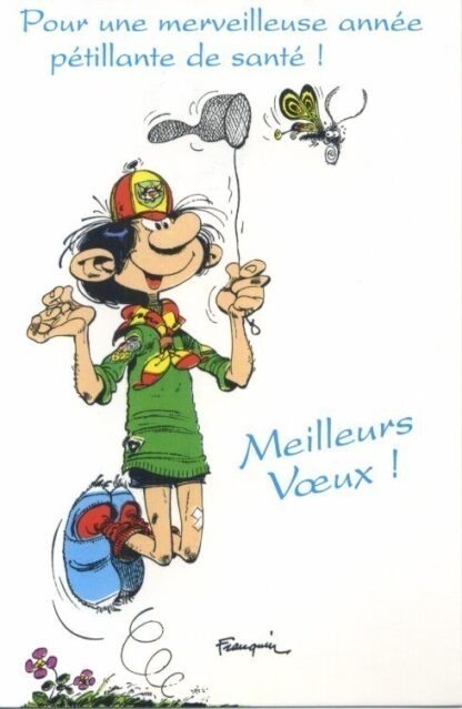 Gaston Lagaffe, Carte postale, Meilleurs Voeux ! Pour une merveilleuse année pétillante de santé !
