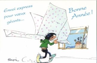Gaston Lagaffe : Carte postale : Bonne Année ! Envoi express pour voeux géants...