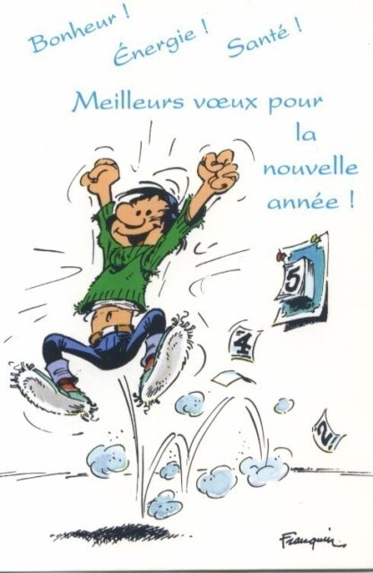 Gaston Lagaffe, Carte postale, Meilleurs Voeux pour la nouvelle année ! Bonheur ! Energie ! Santé !