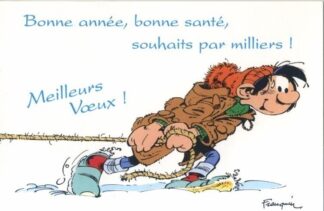 Gaston Lagaffe : Carte postale : Meilleurs Voeux ! Bonne année, bonne santé, souhaits par milliers !