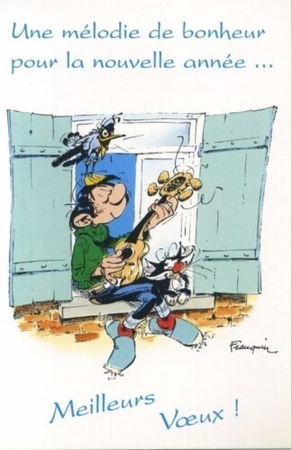 Gaston Lagaffe, Carte postale, Meilleurs Voeux ! Une mélodie de bonheur pour la nouvelle année...